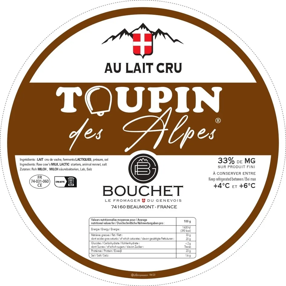 FBG AU LAIT CRU TOUPIN des Alpes BOUCHET LE FROMAGER DU GENEVOIS