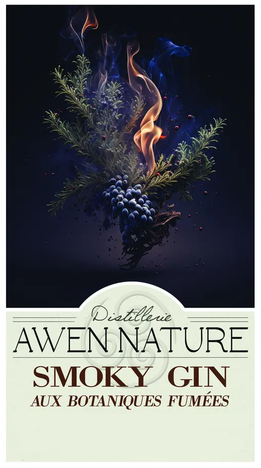 Distillerie AWEN NATURE SMOKY GIN AUX BOTANIQUES FUMEES