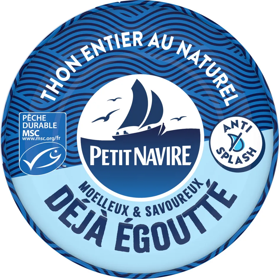 THON ENTIER AU NATUREL ANTI SPLASH PETIT NAVIRE MOELLEUX & SAVOUREUX DEJA EGOUTTE PECHE DURABLE MSC