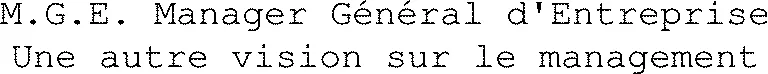 M.G.E. Manager Général d'Entreprise Une autre vision sur le management