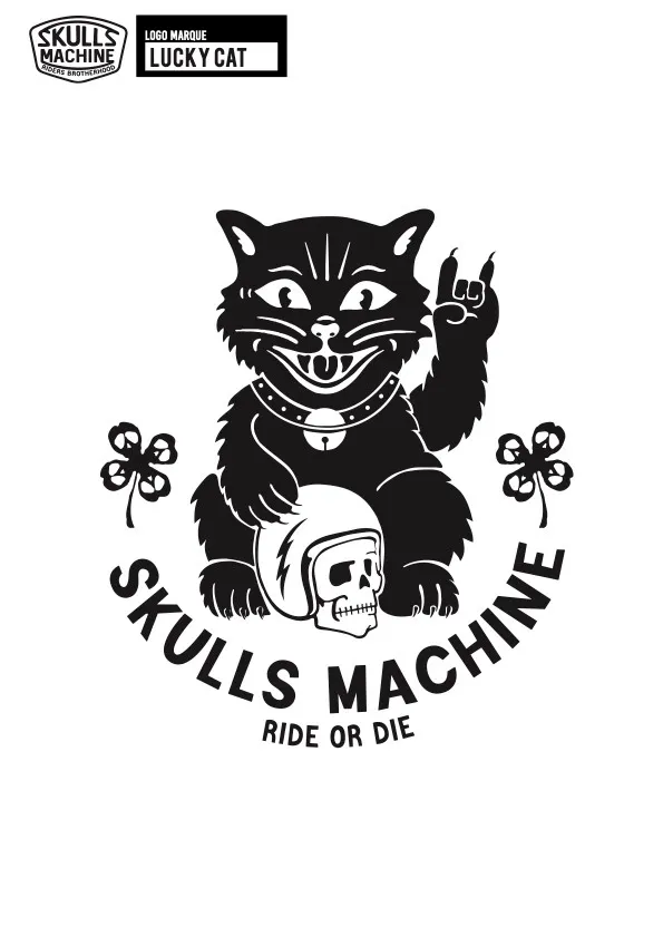 LUCKY CAT skulls machine ride or die