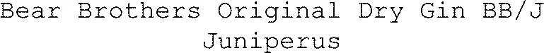 Bear Brothers Original Dry Gin BB/J Juniperus