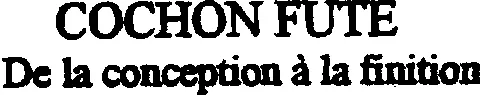 COCHON FUTE DE LA CONCEPTION A LA FINITION