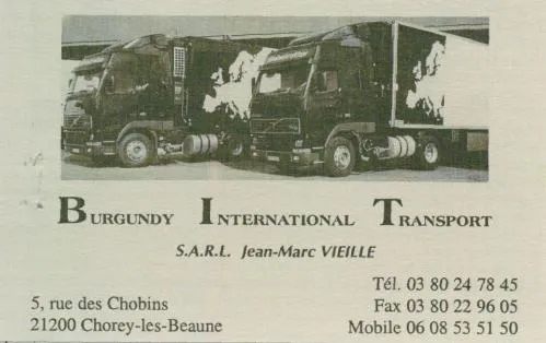 BURGUNDY INTERNATIONAL TRANSPORT Jean-Marc VIEILLE