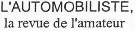 L'AUTOMOBILISTE, la revue de l'amateur