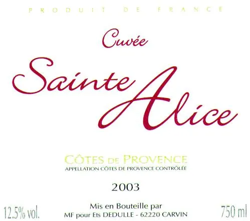 CUVEE SAINTE ALICE