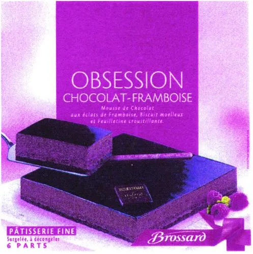 OBSESSION CHOCOLAT – FRAMBOISE MOUSSE DE CHOCOLAT AUX ECLATS DE FRAMBOISE, BISCUIT MOELLEUX ET FEUILLETINE CROUSTILLANTES BROSSARD