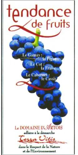 TENDANCE DE FRUITS LE DOMAINE D'ARTOIS ADHERE A LA DEMARCHE TERRA VITIS DANS LE RESPECT DE LA NATURE ET DE L'ENVIRONNEMENT