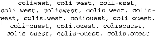 coliwest, coli west, coli-west, coli.west, coliswest, colis west, colis-west, colis.west, coliouest, coli ouest, coli-ouest, coli.ouest, colisouest, colis ouest, colis-ouest, colis.ouest