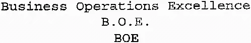 Business Operations Excellence B.O.E. BOE