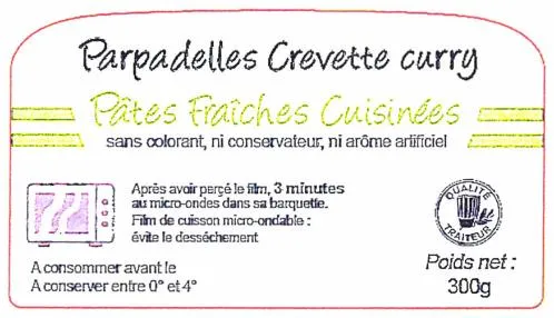Parpadelles Crevette curry