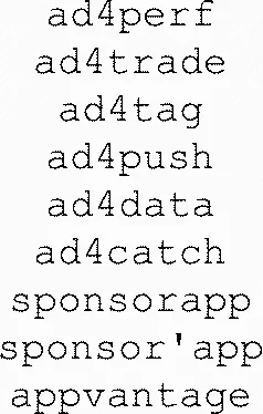 ad4perf ad4trade ad4tag ad4push ad4data ad4catch sponsorapp sponsor'app appvantage