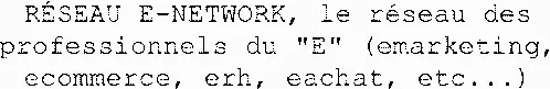 RÉSEAU E-NETWORK, le réseau des professionnels du "E" (emarketing, ecommerce, erh, eachat, etc...)