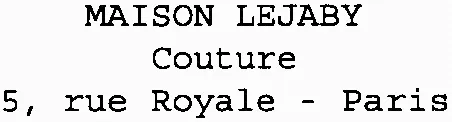 MAISON LEJABY Couture 5, rue Royale – Paris