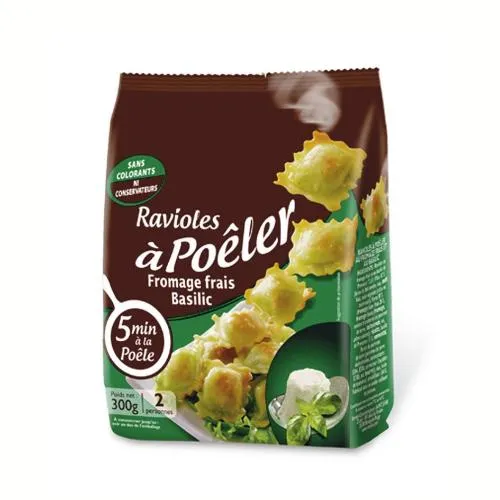 RAVIOLES A POELER FROMAGE FRAIS BASILIC