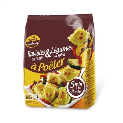 RAVIOLES AU COMTE & LEGUMES DU SOLEIL A POELER