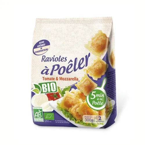 RAVIOLES A POELER TOMATE & MOZZARELLA BIO