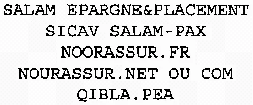 SALAM EPARGNE&PLACEMENT SICAV SALAM-PAX NOORASSUR.FR NOURASSUR.NET OU COM QIBLA.PEA