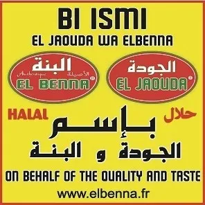BI ISMI EL JAOUDA WA ELBENNA HALAL ON BEHALF OF THE QUALITY AND TASTE WWW.ELBENNA.FR