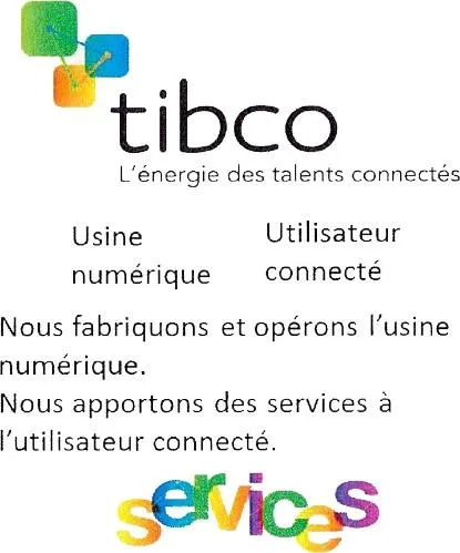 TIBCO L'ENERGIE DES TALENTS CONNECTES USINE NUMERIQUE. UTILISATEUR CONNECTE NOUS FABRIQUONS ET OPERONS L'USINE NUMERIQUE. NOUS APPORTONS DES SERVICES À L'UTILISATEUR CONNECTE. SERVICES