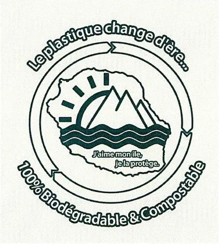 Le plastique change d'ère… 100% Biodégradable & Compostable J'aime mon île, je la protège.