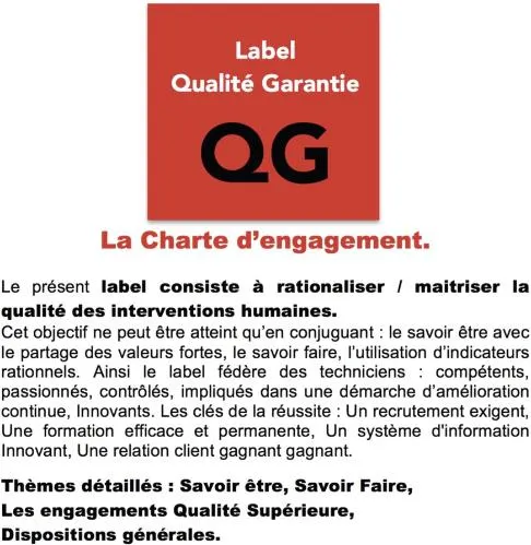LABEL QUALITE GARANTIE QG LA CHARTE D ENGAGEMENT.