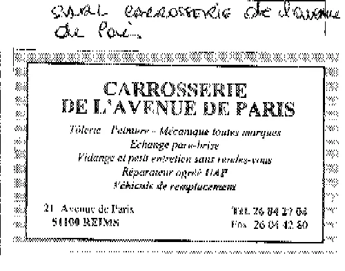 CARROSSERIE DE L'AVENUE DE PARIS