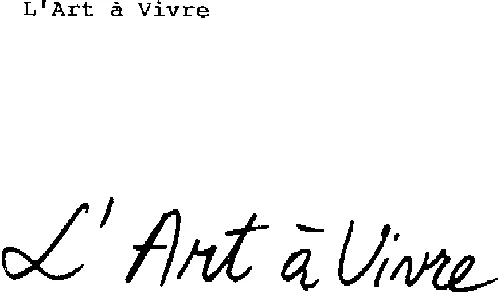 L'ART A VIVRE