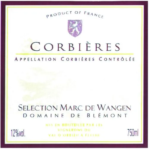 SELECTION MARC DE WANGEN DOMAINE DE BLEMONT