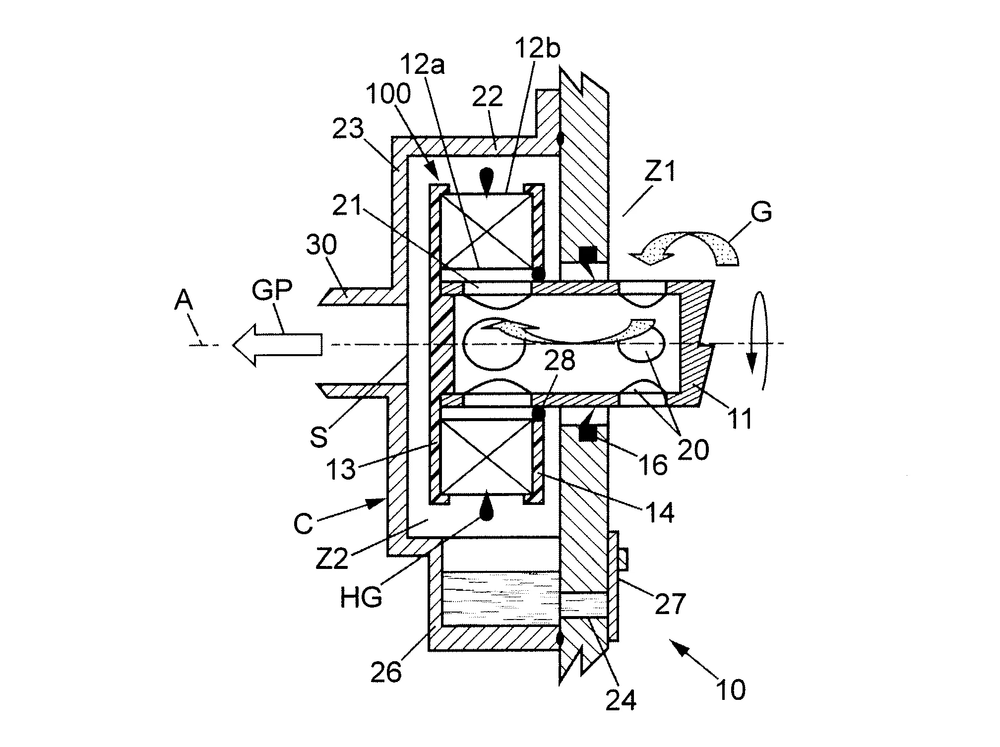 Dispositif avec rotor a media coalesceur pour separer l'huile des gaz de carter d'un moteur a combustion interne.