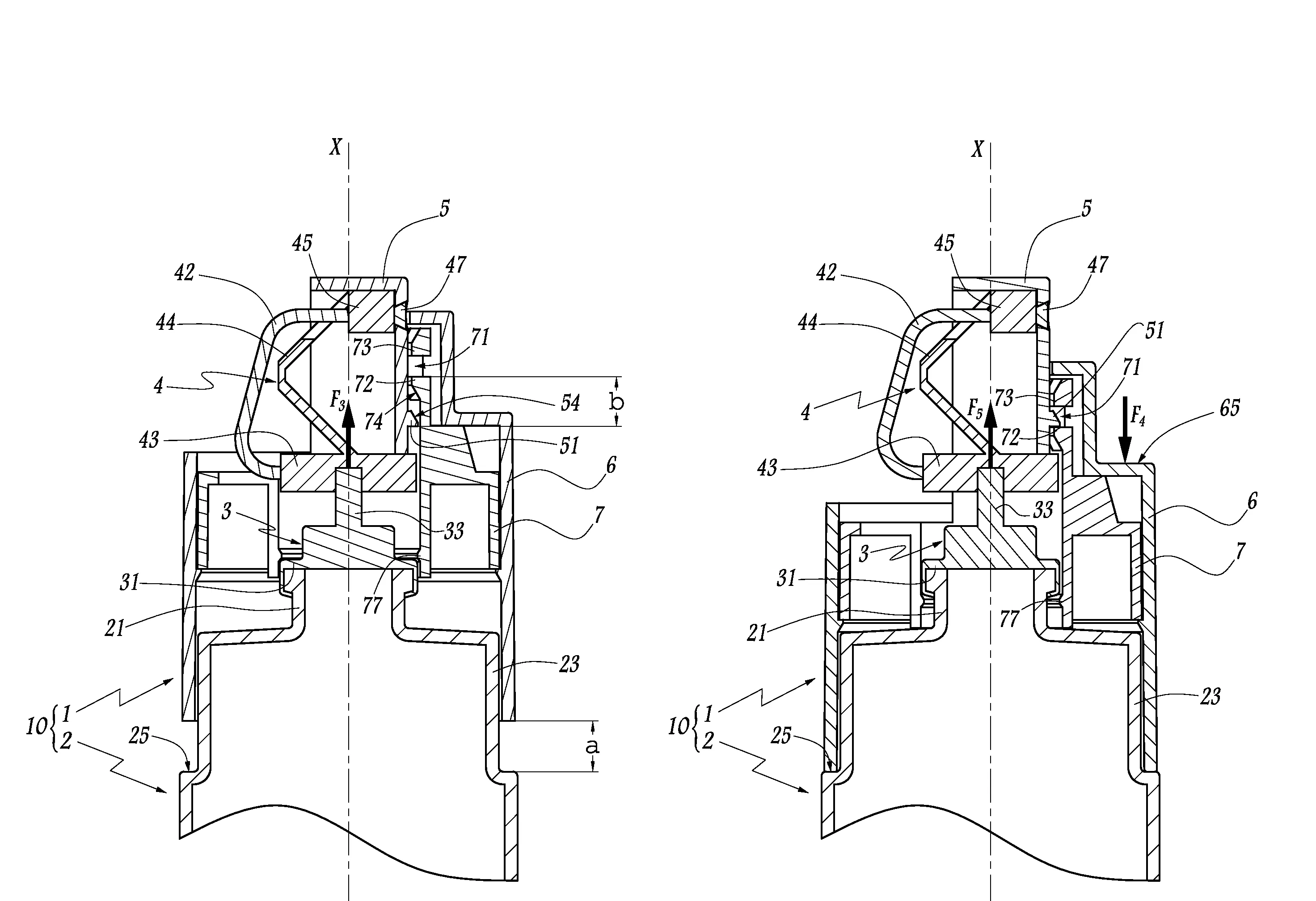 Dispositif de distribution d'un produit contenu dans un recipient et procede de montage d'un tel dispositif sur un recipient.