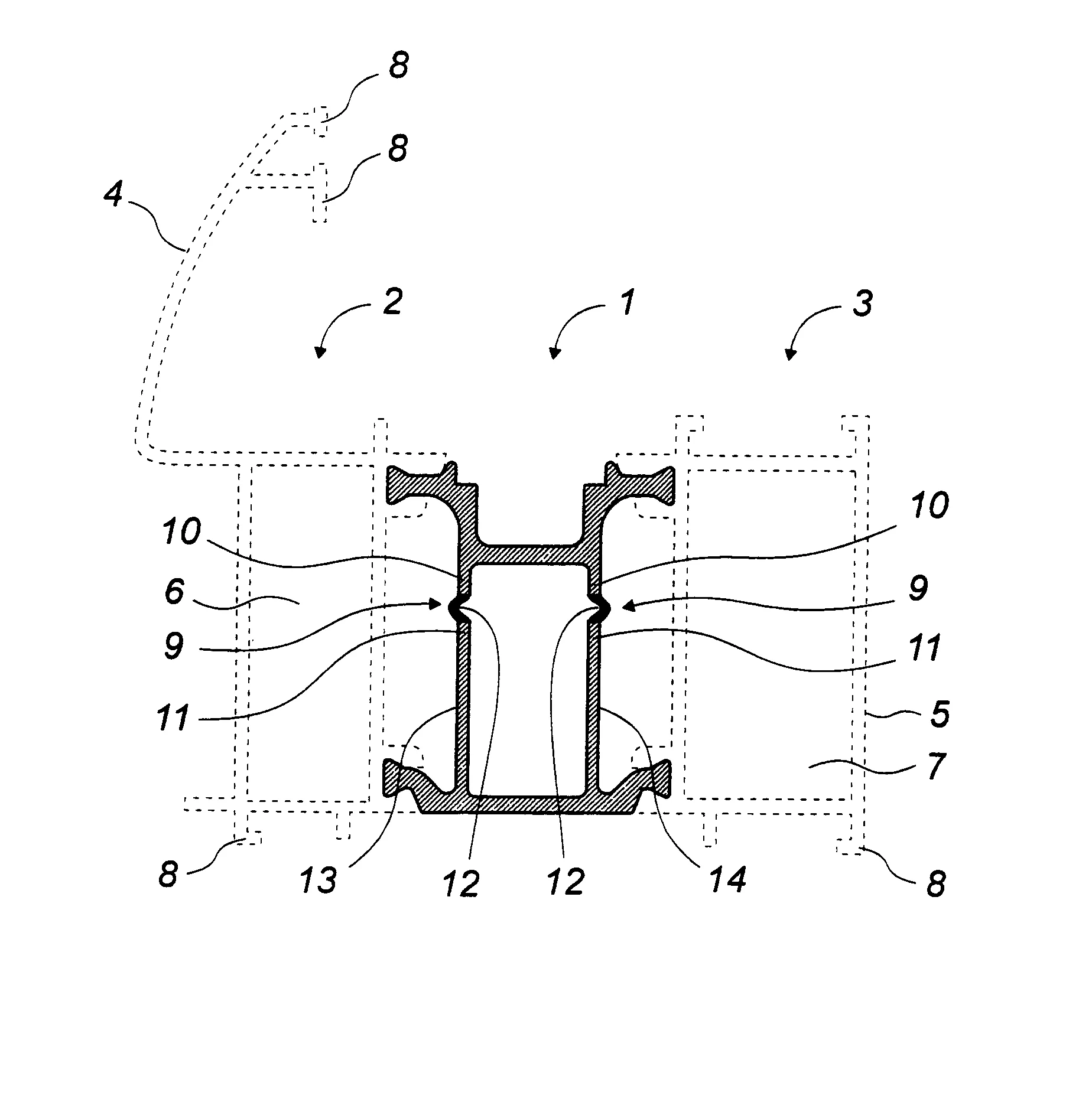 Ame en matiere plastique a barrette amelioree de rupture de pont thermique pour profiles metalliques de menuiserie de batiment