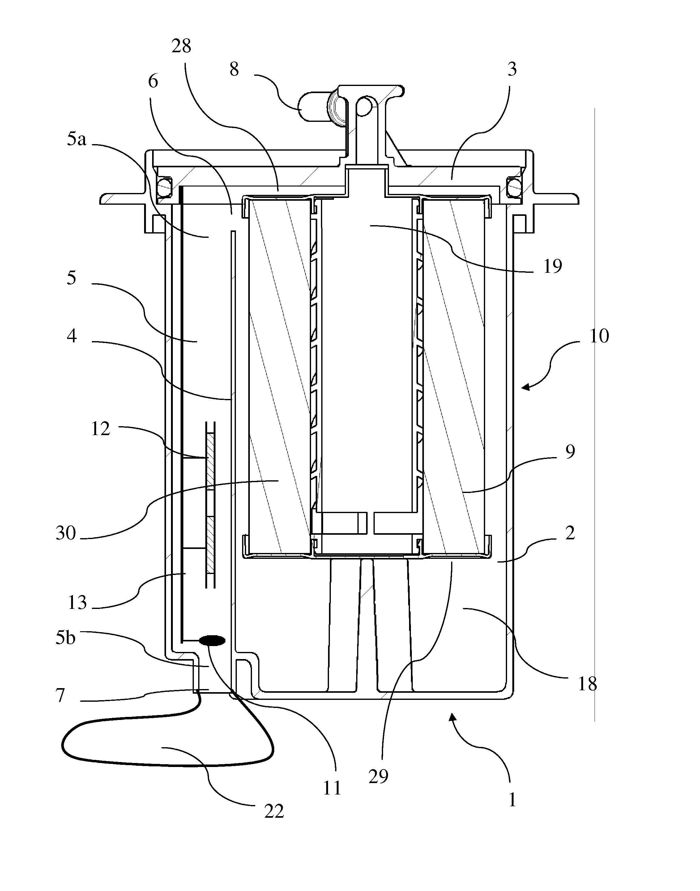 Filtre a carburant immerge dans un reservoir