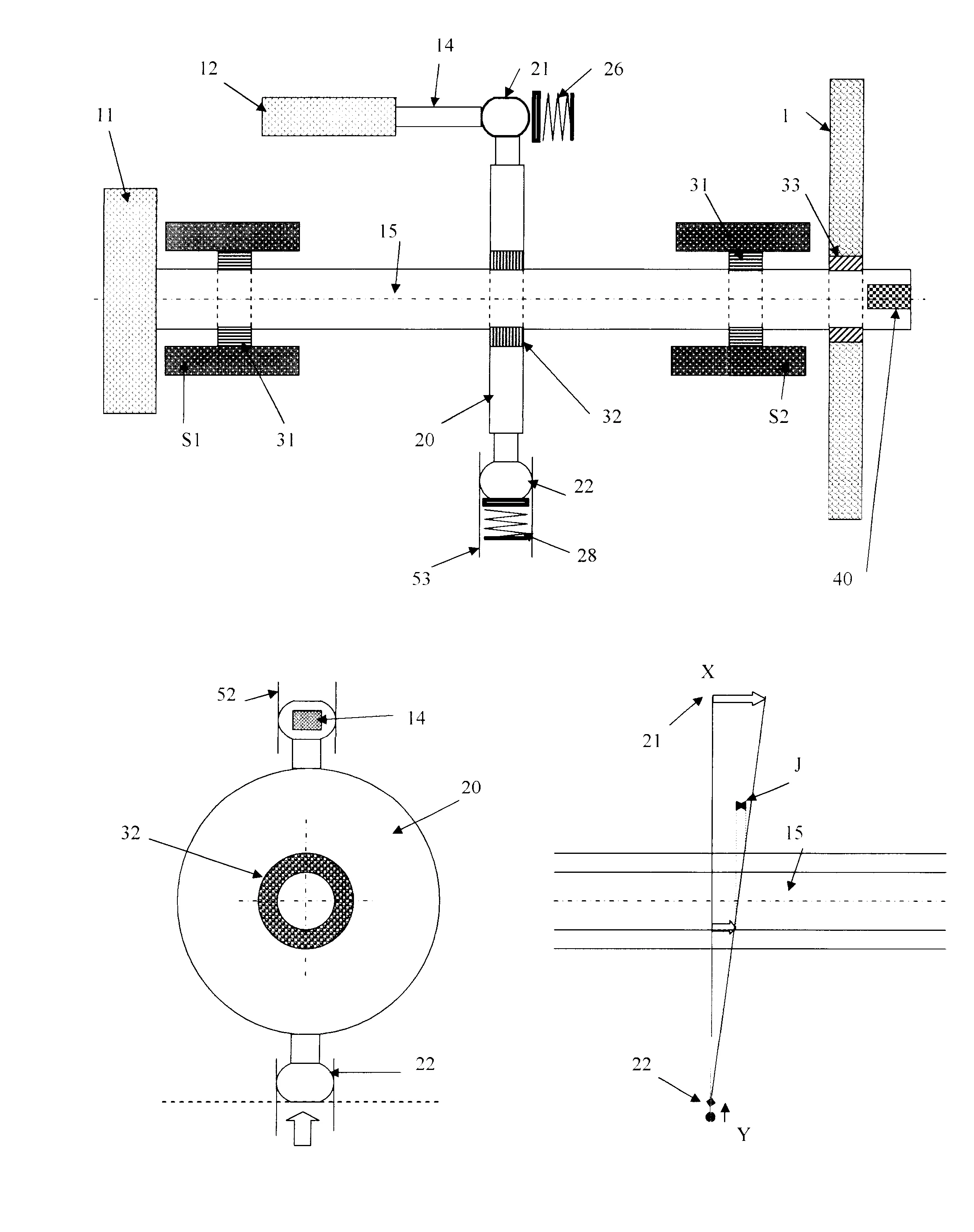Dispositif de mise en translation d'arbre de meule de rectifieuse sans centre a pilotage numerique