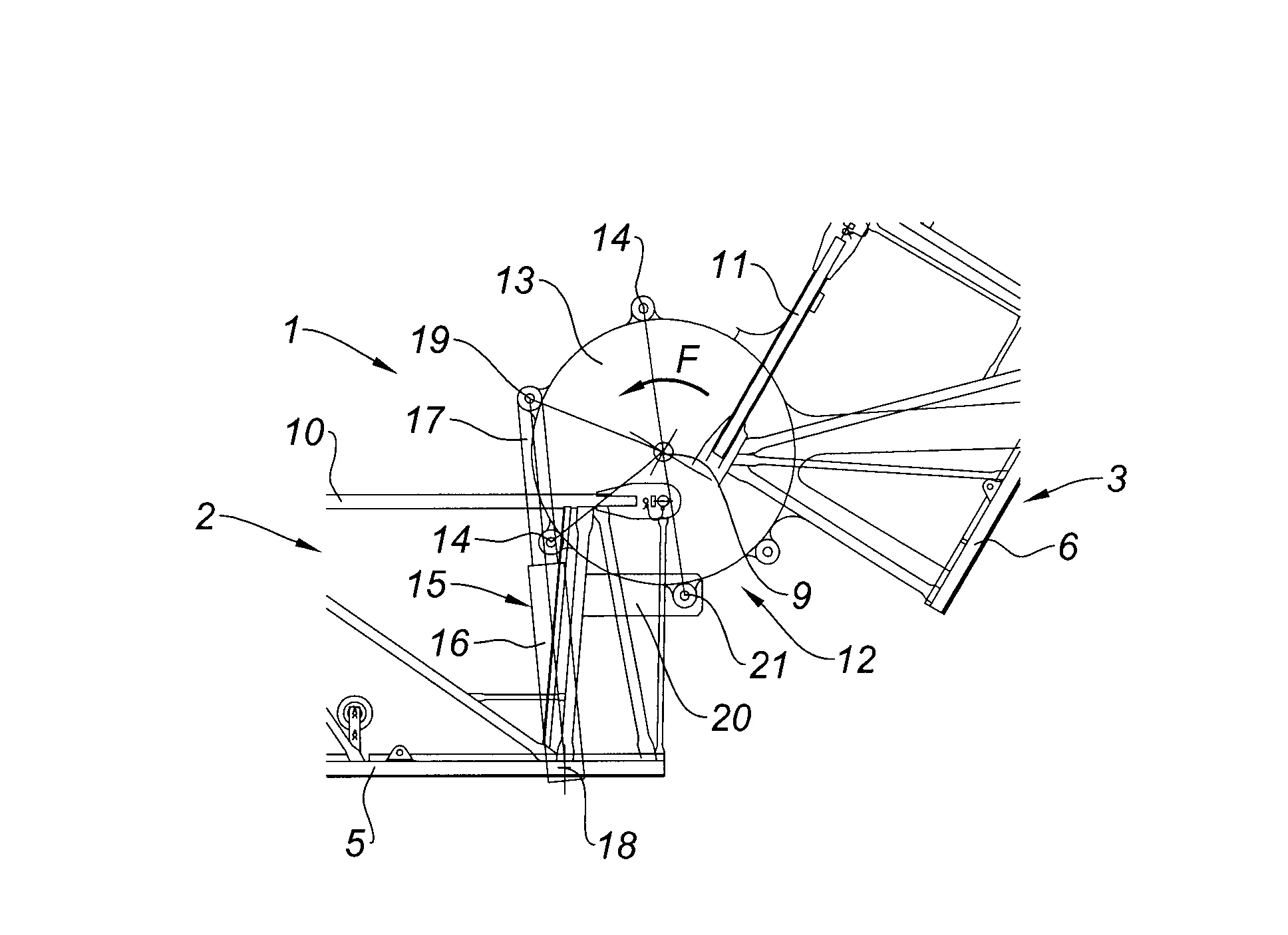 Fleche de grue a tour distributrice avec dispositif de repliage