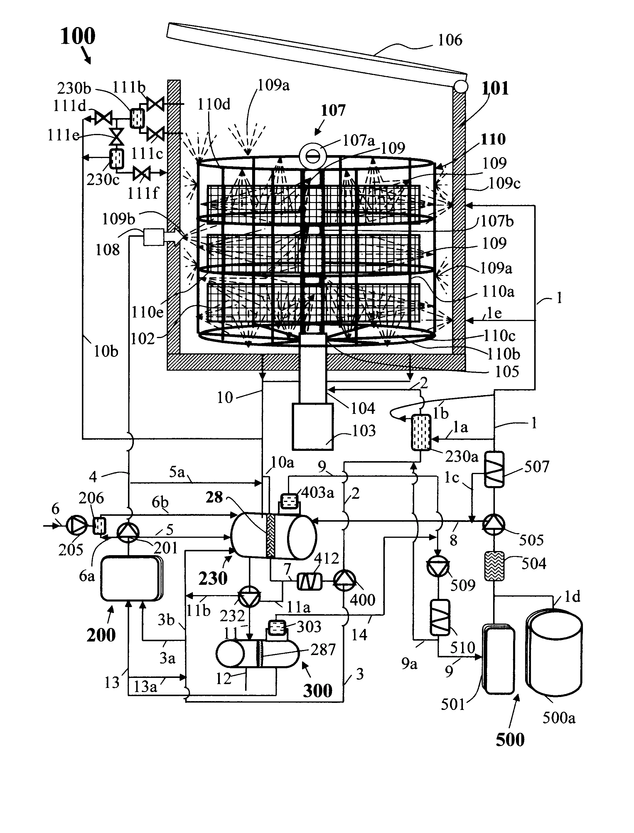Procede et dispositif de traitement de materiel contamine a l'aide d'une composition a pouvoir caustique modulable.