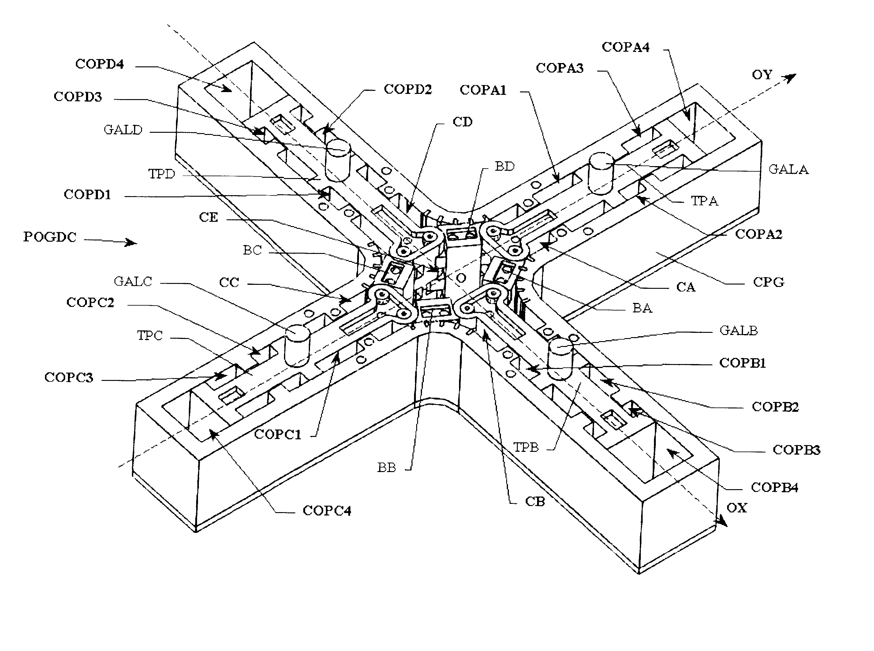 Machine a piston octogonal a geometrie deformable controlee
