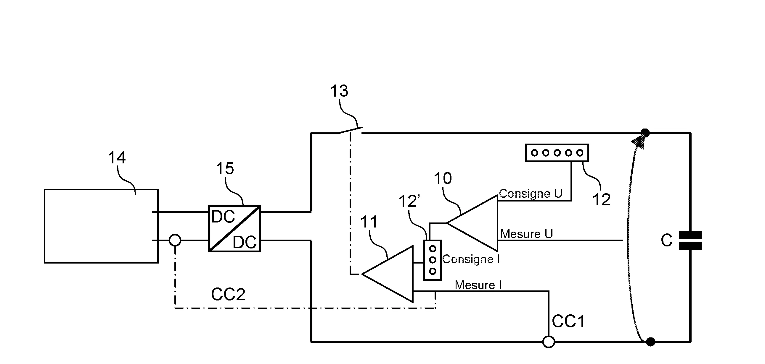 Dispositif et procede de charge et de surveillance d'au moins un condensateur utilise en decharge pour commander un actionneur magnetique, notamment pour un appareillage moyenne ou haute tension
