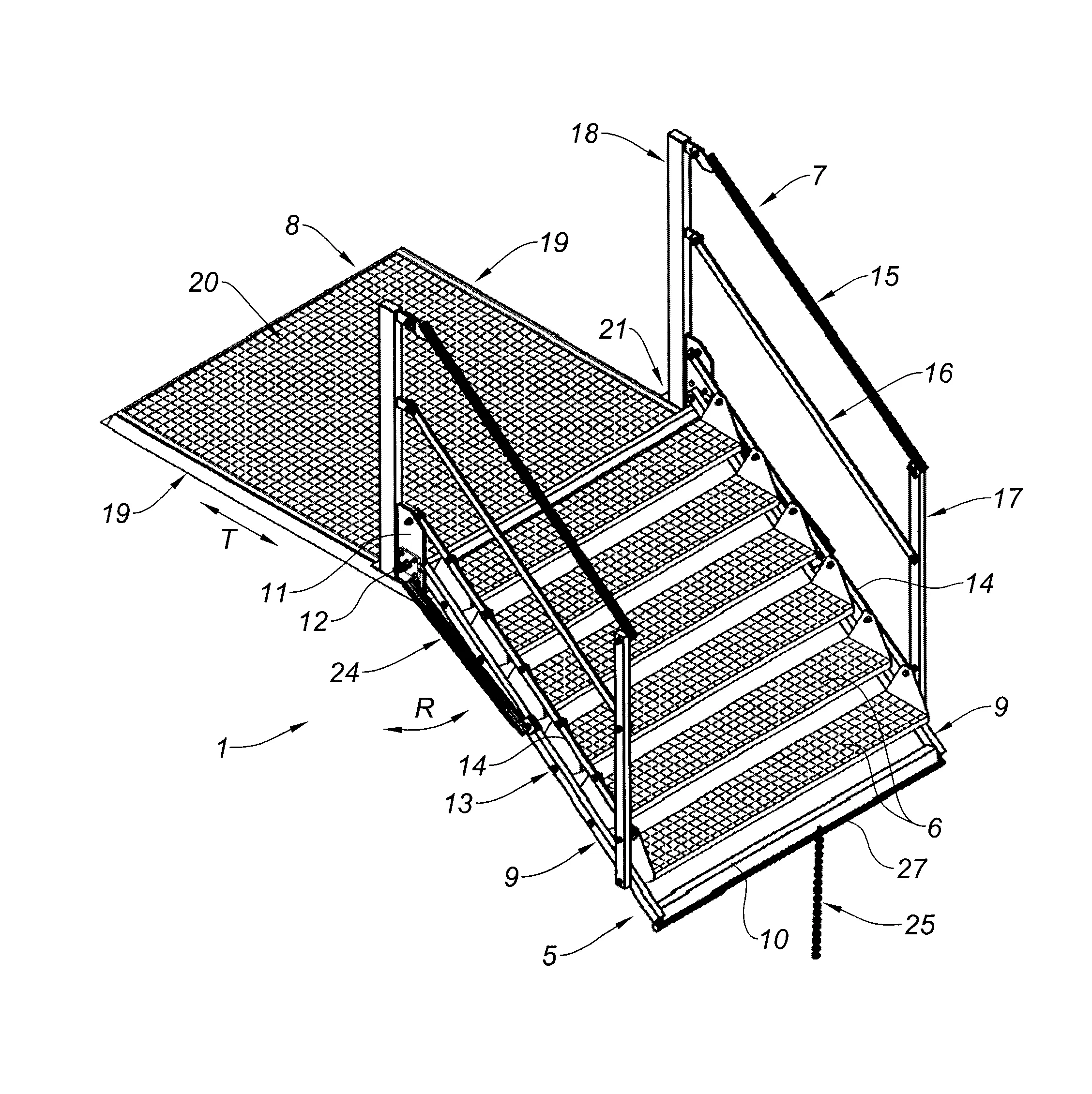 Escalier escamotable pour l'acces a une plateforme
