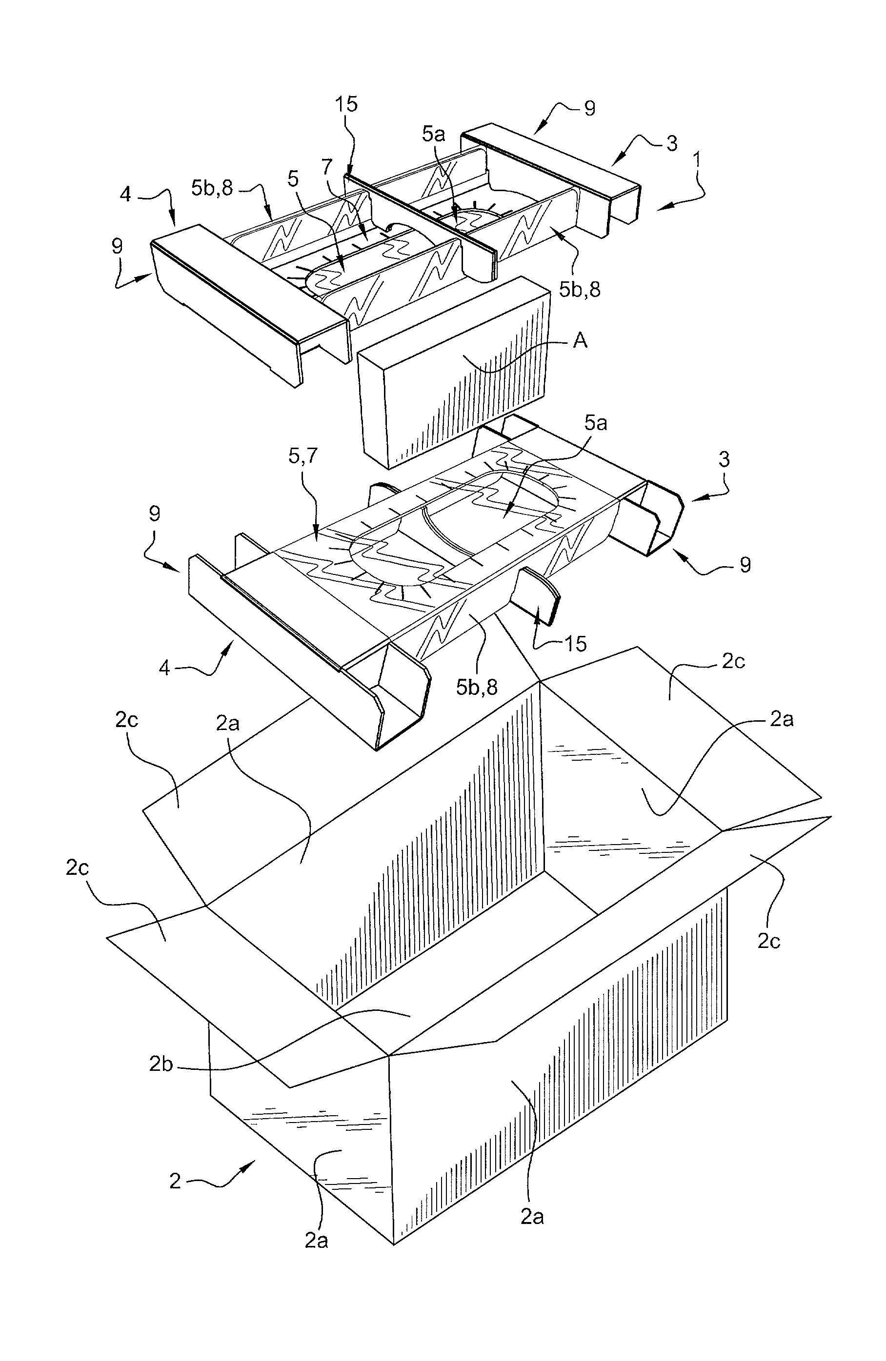 Element pour le calage d'un objet place dans un contenant