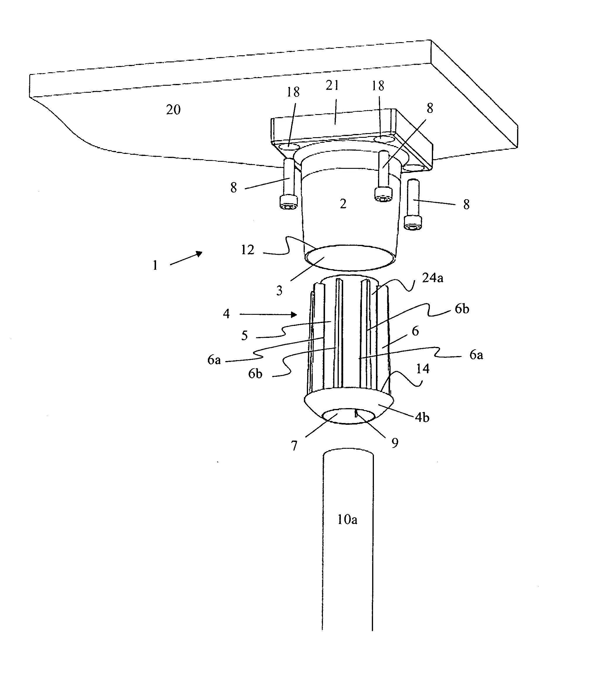 Systeme pour l'assemblage demontable d'un corps allonge a une surface plane