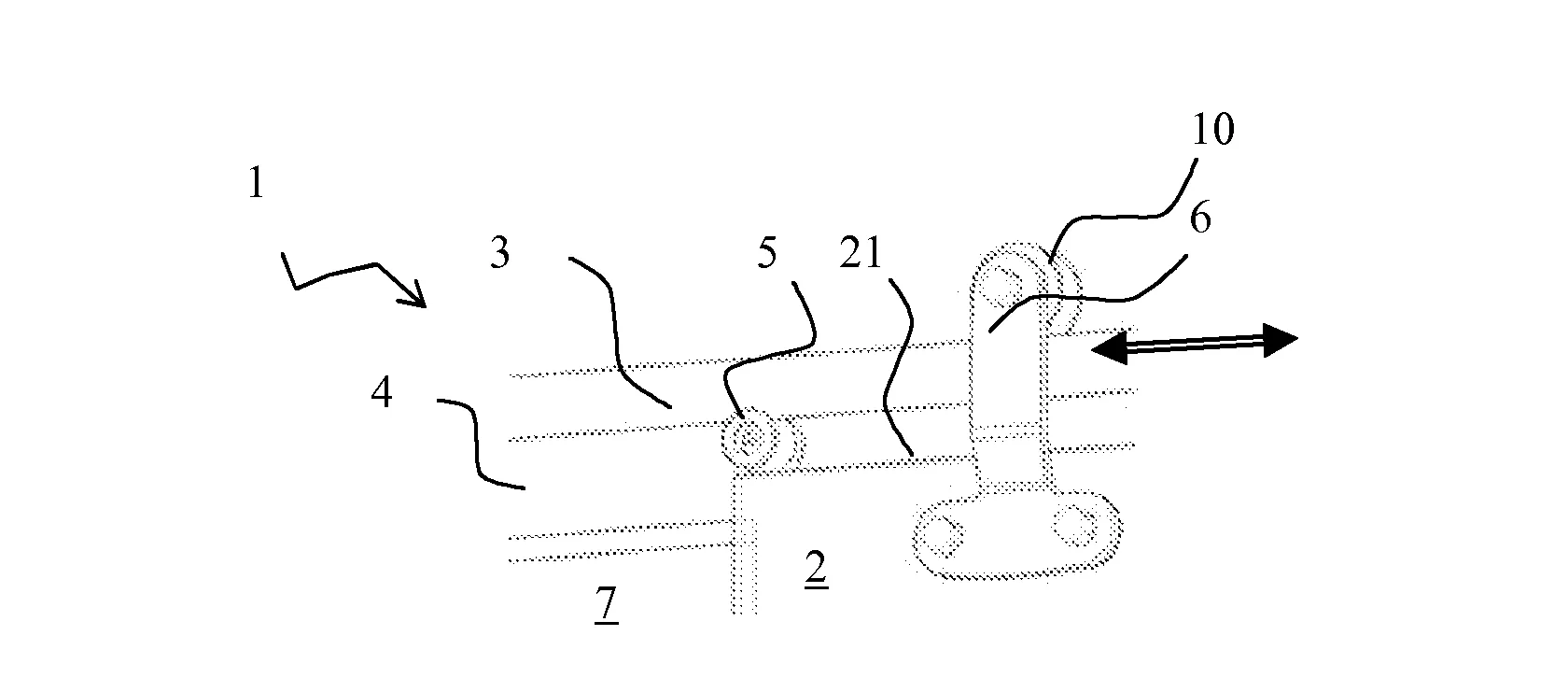 Porte coulissante comportant une piece de support de rail anti-deraillement et piece de support pour ladite porte.
