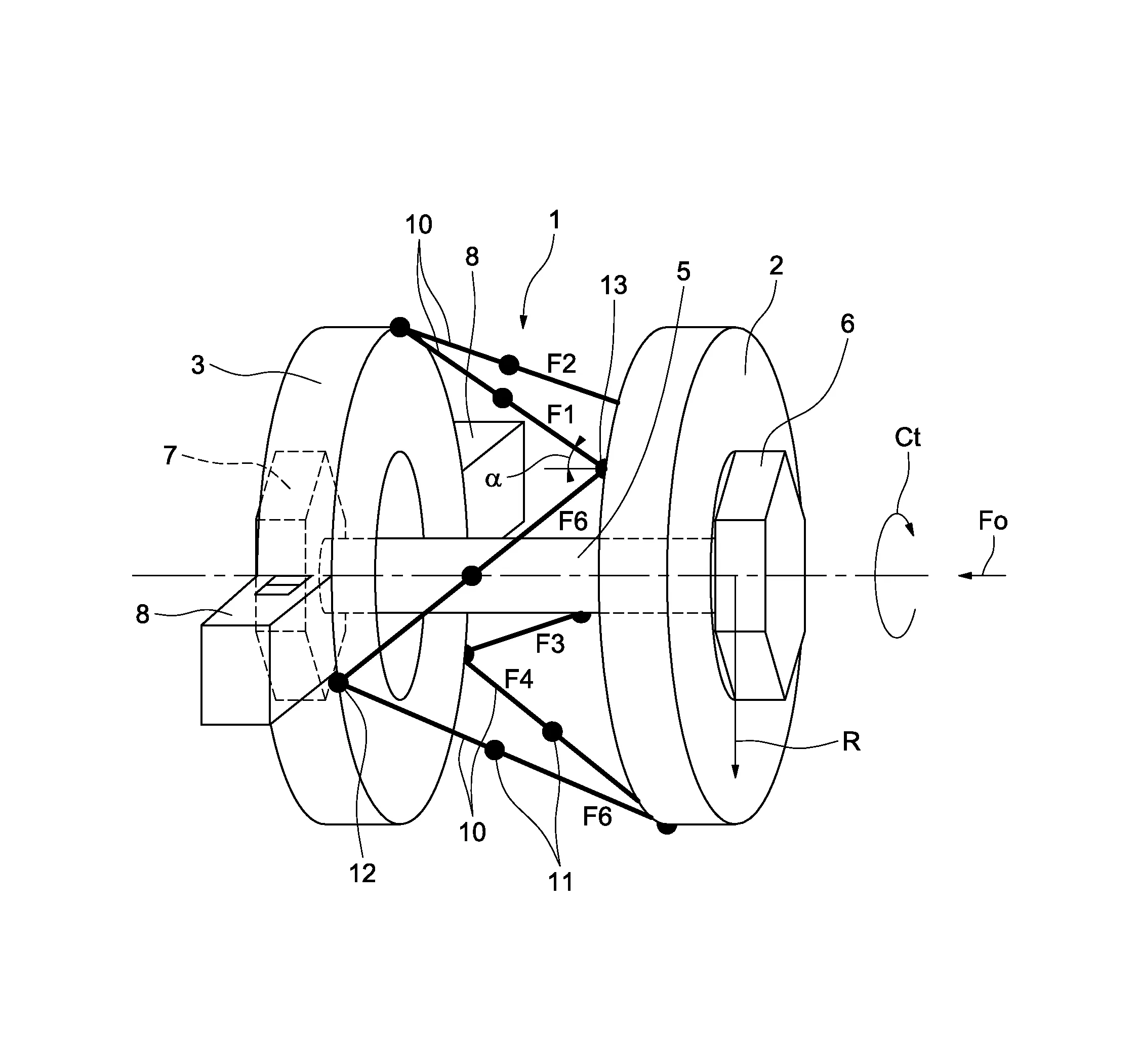 Agencement de mesure pour etablissement des couples et de la tension axiale d'une connexion a vis a ecrou
