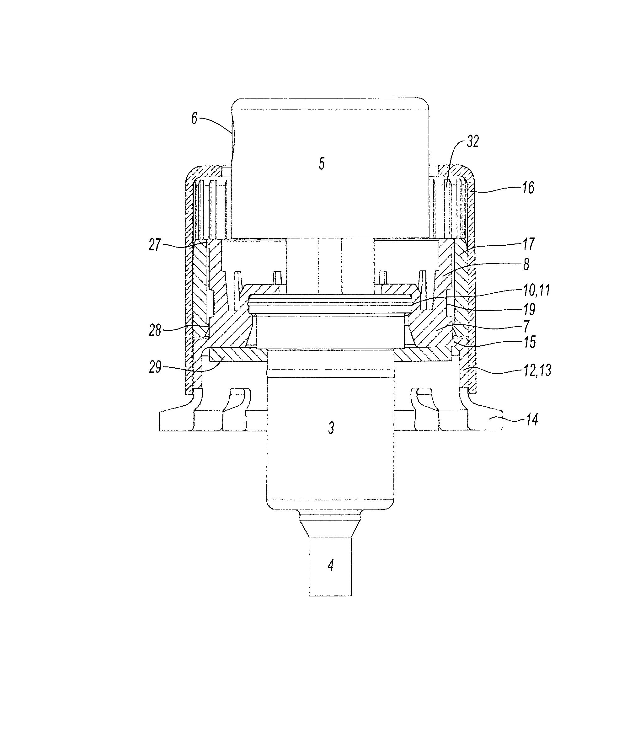 Systeme de fixation d'une pompe de distribution sur le col d'un flacon contenant un produit fluide