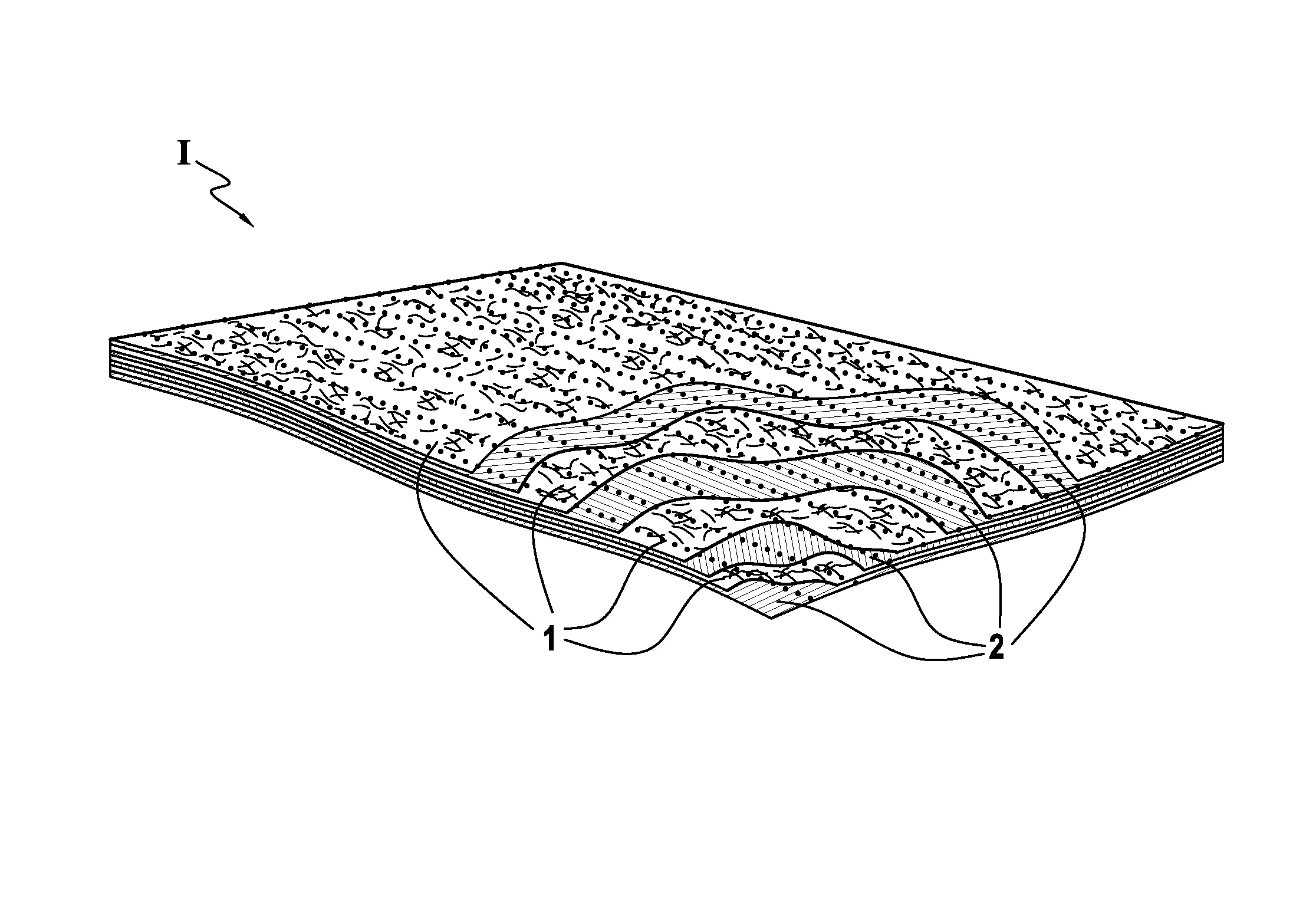 Empilement multiaxial solidarise par des soudures ponctuelles realisees grace a des voiles thermoplastiques intercalaires