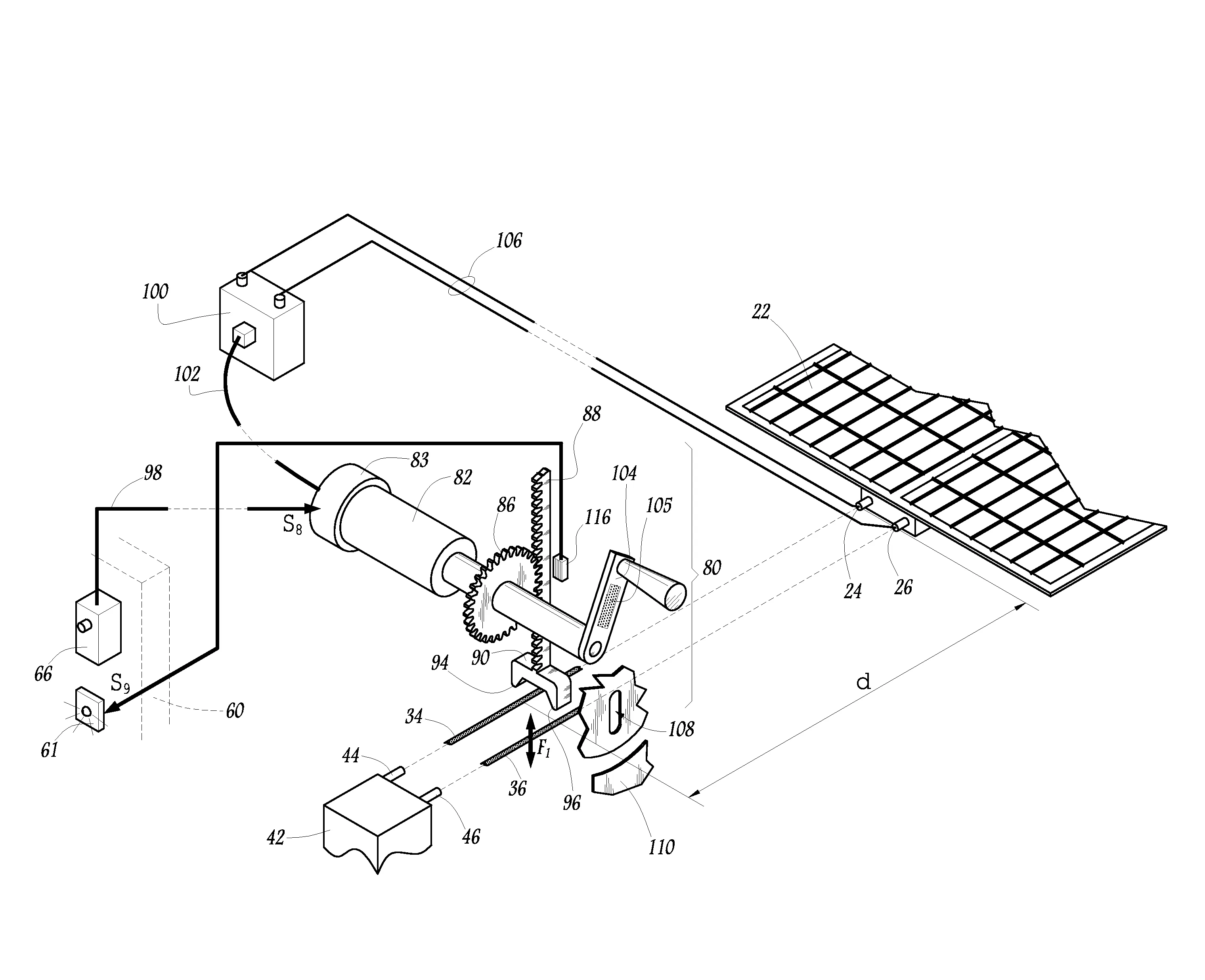 Installation de production de courant electrique, a partir du rayonnement solaire et procede de mise en securite d'un batiment equipe d'une telle installation