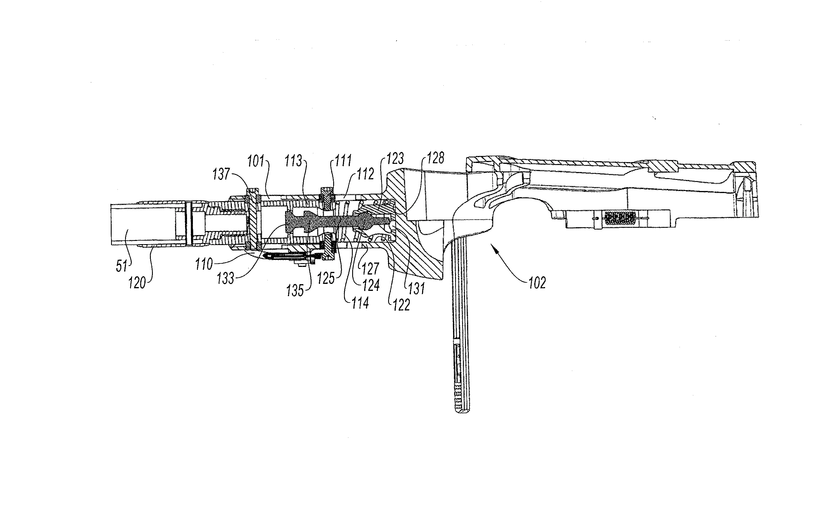 Perche de teleactionnement d'un appareil de scellement a tir indirect a securite de positionnement spatial