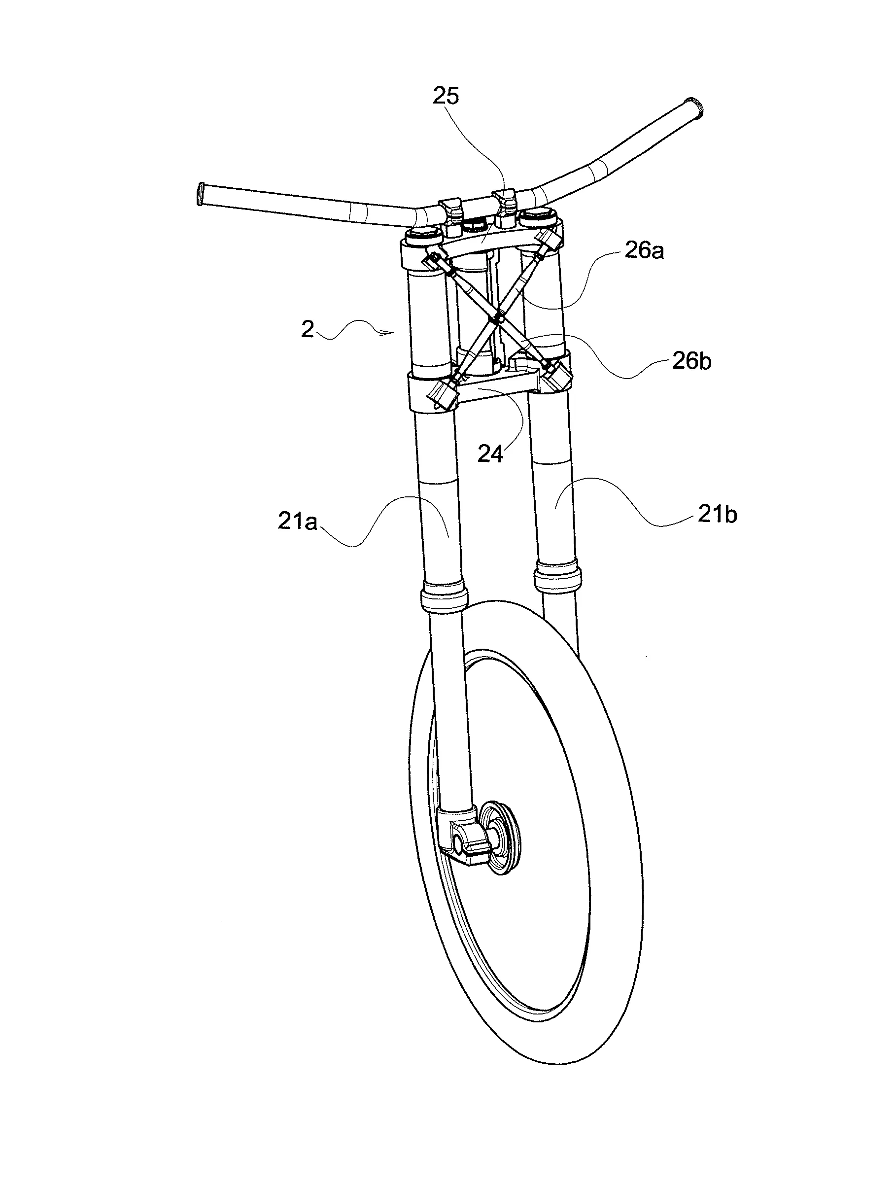Systeme de bridage pour une fourche a suspension de vehicule.