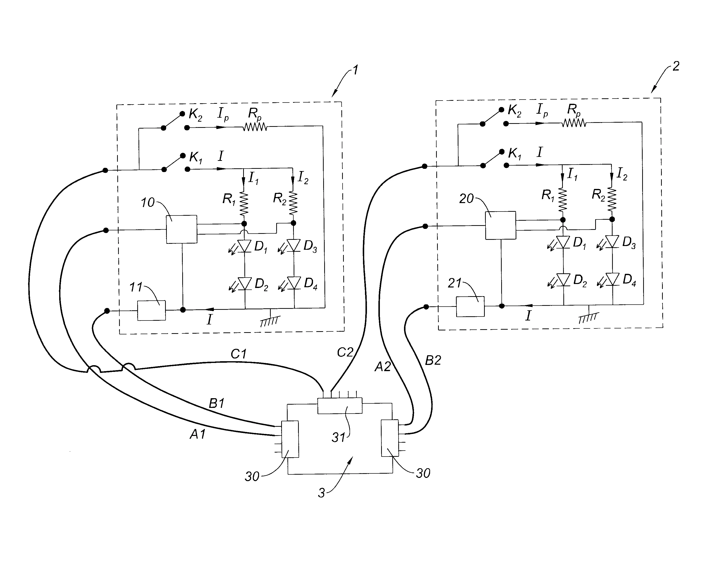 Systeme de pilotage de feux d'un vehicule