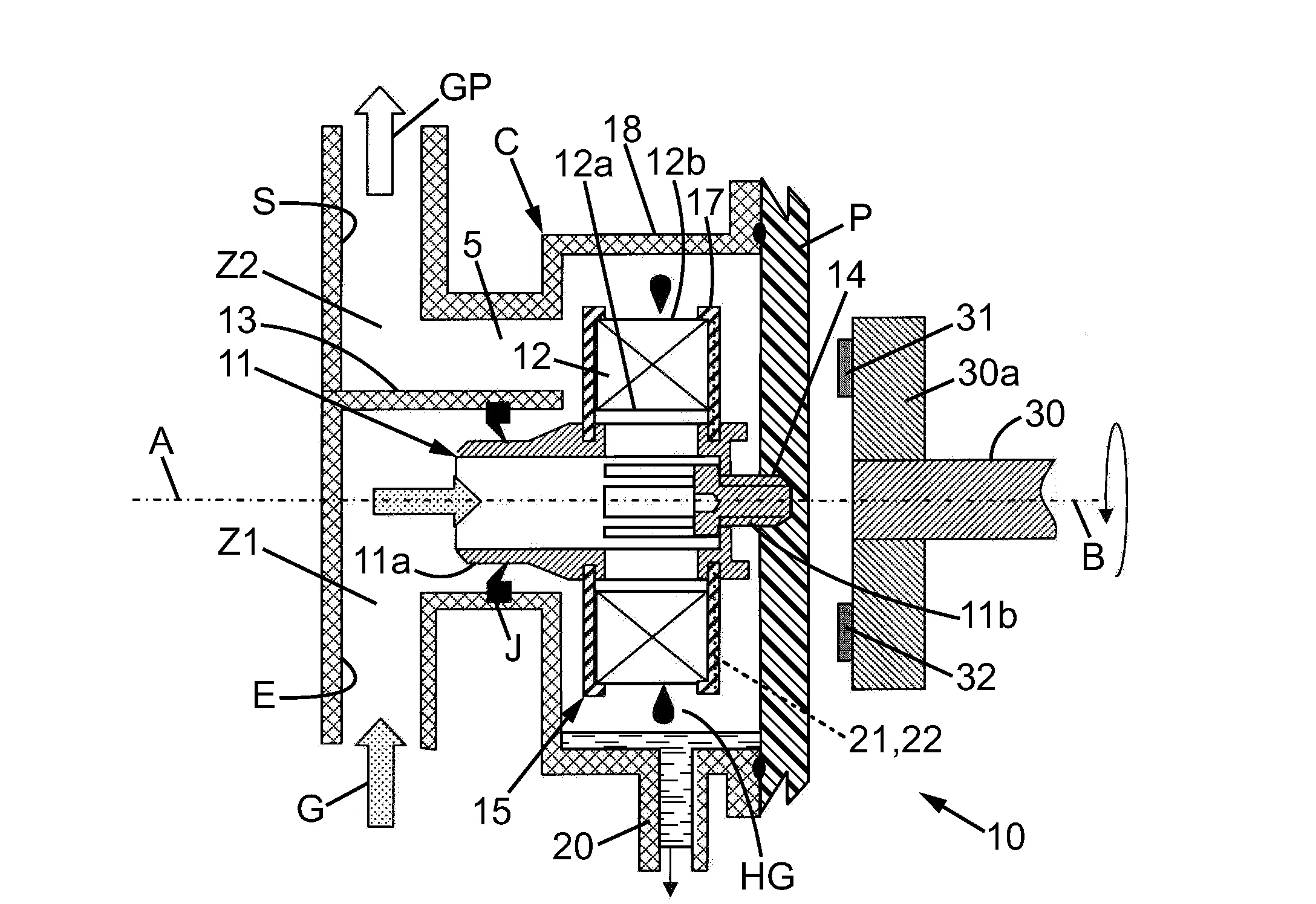 Dispositif pour separer l'huile des gaz de carter d'un moteur a combustion interne